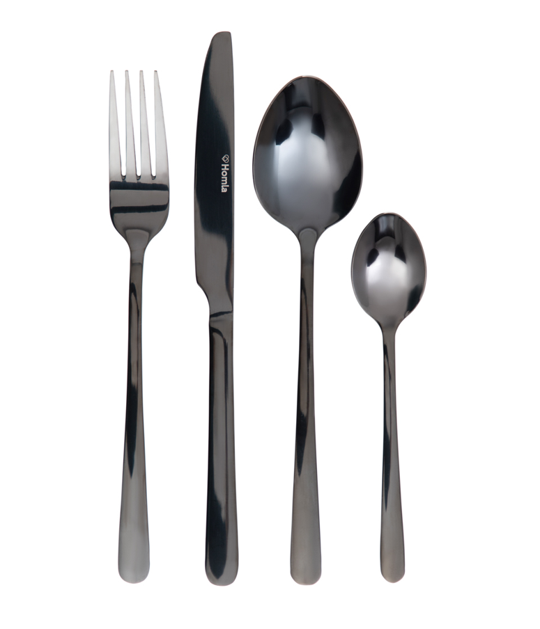LUGANO Black Cutlery Set 24 Pieces