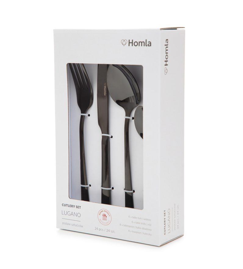 LUGANO Black Cutlery Set 24 Pieces