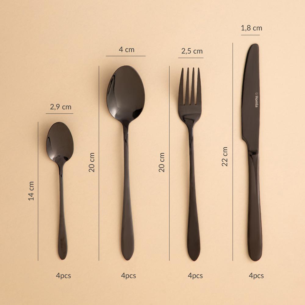 LUGANO Black Cutlery Set 24 Pieces