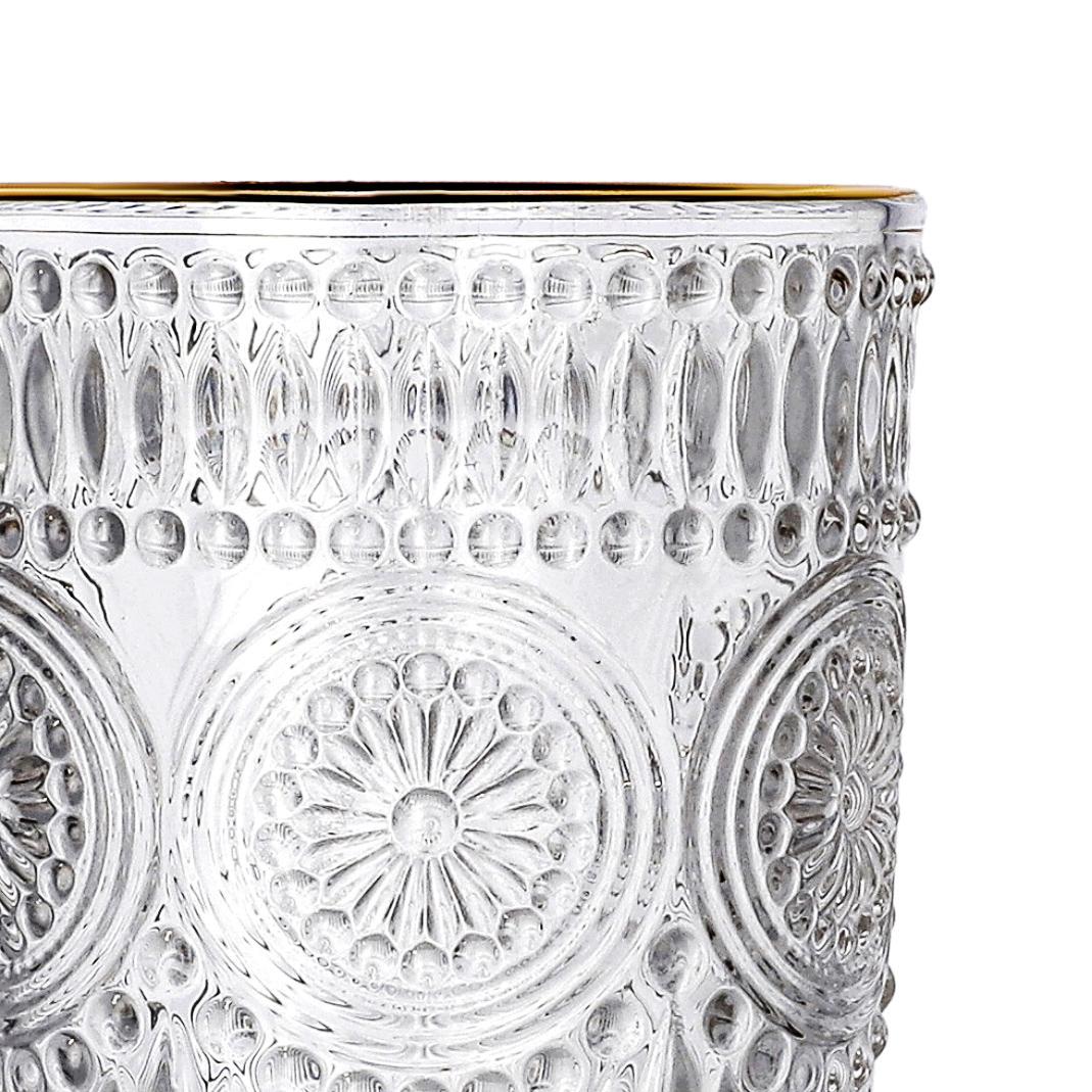 BARREL Tall Glass with Gold Rim 0.35L