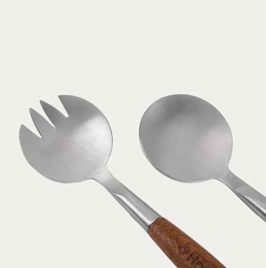 MOOKA Salad Servers Set - 2 Piece Wooden Handle Utensils