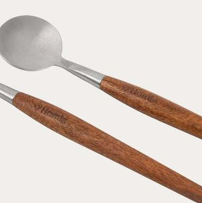 MOOKA Salad Servers Set - 2 Piece Wooden Handle Utensils