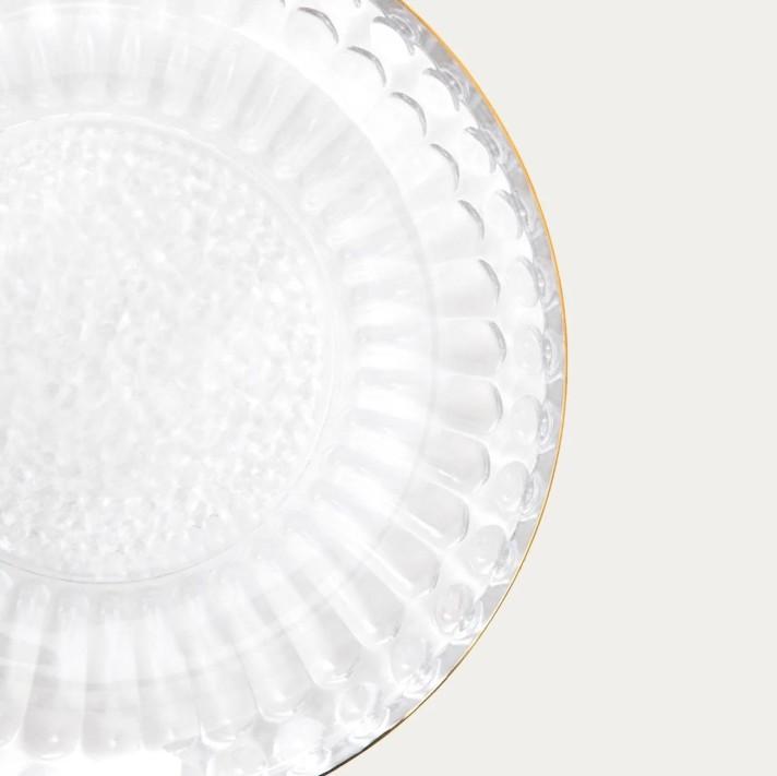 Plate BARREL Striped Glass with Gold Rim 15 cm