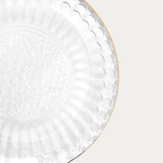 Plate BARREL Striped Glass with Gold Rim 15 cm