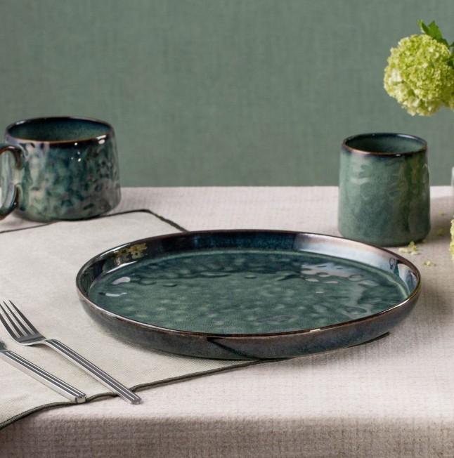 MIDO Dark Green Dessert Plate 21 cm Stoneware