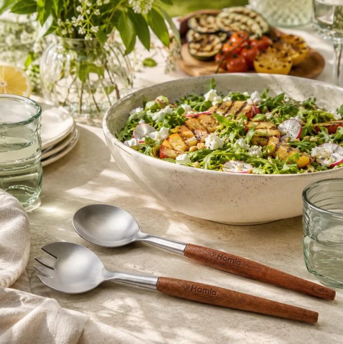 MOOKA Salad Servers Set - 2 Piece Wooden Handle Utensils