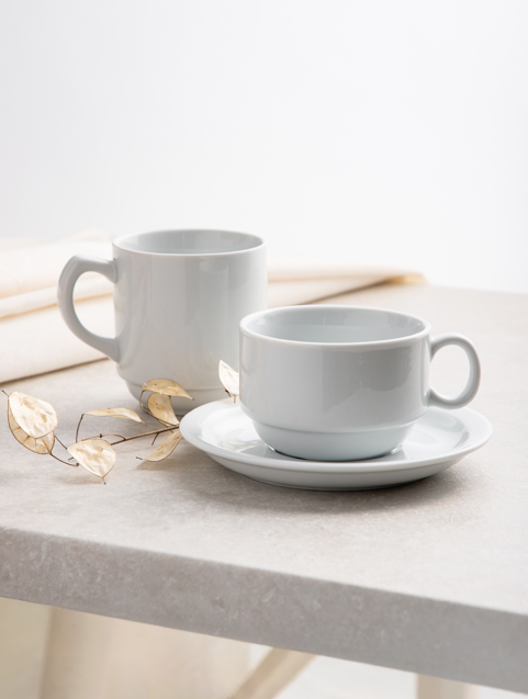 Vienna Stackable Ceramic Cup with Saucer 230ml