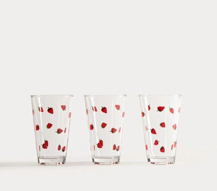 TOKEN SUMMER Strawberry Glass Set, 3 pcs, 0.3L