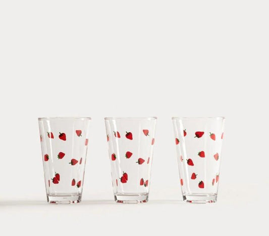 TOKEN SUMMER Strawberry Glass Set, 3 pcs, 0.3L