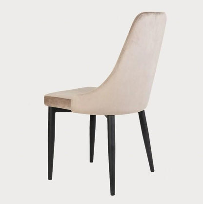 Louis Velour Beige Chair Upholstered with Black Metal Legs