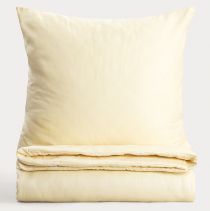 Bed linen set AVELIA Yellow Satin Viscose Blend Bed Linen Set 140x200 + 70x80 cm