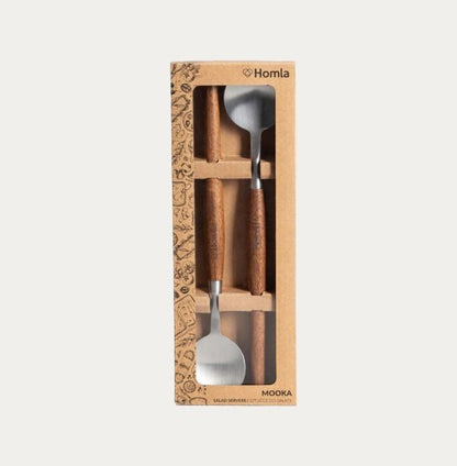 MOOKA Salad Servers Set - 2 Piece Wooden Handle Utensils