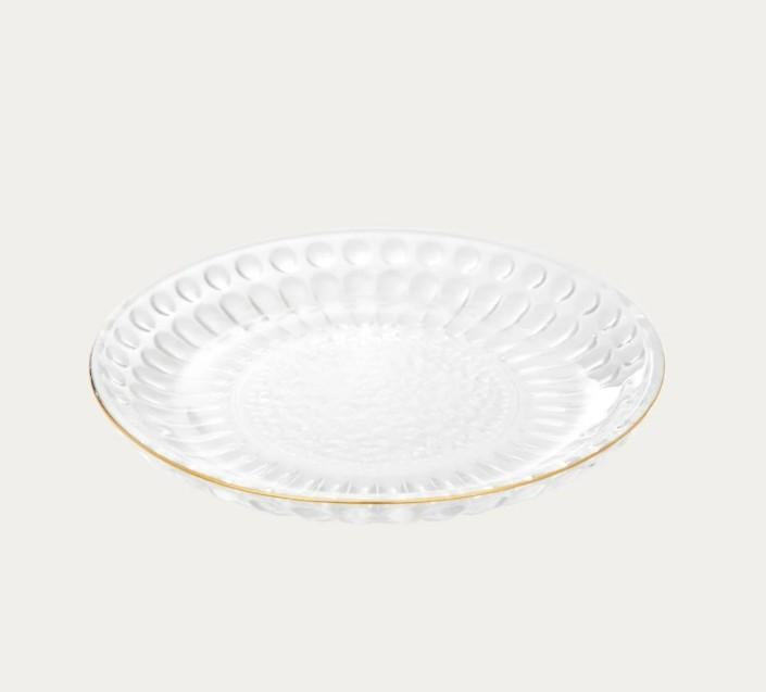 Plate BARREL Striped Glass with Gold Rim 15 cm