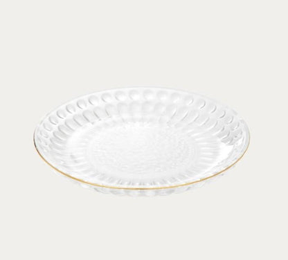 Plate BARREL Striped Glass with Gold Rim 15 cm