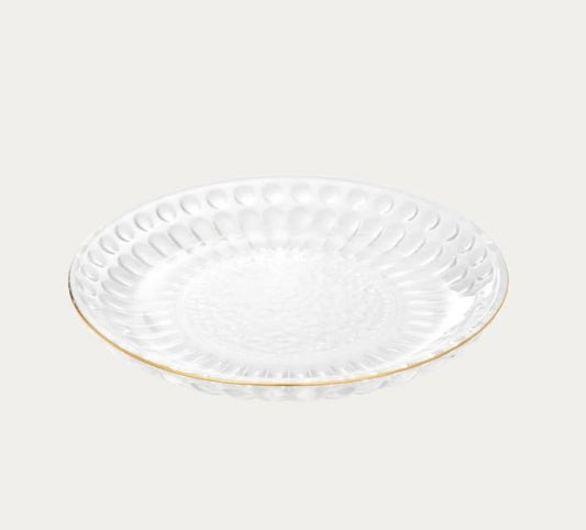 Plate BARREL Striped Glass with Gold Rim 15 cm
