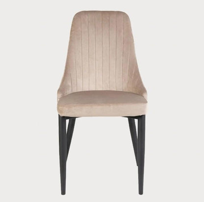 Louis Velour Beige Chair Upholstered with Black Metal Legs